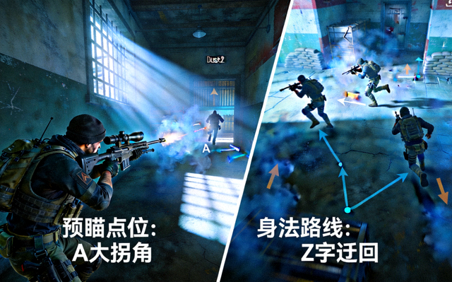 CSGO 狙击枪预瞄点位与身法走位训练场景