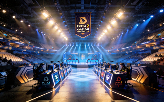 DOTA2利雅得大师赛比赛场馆与选手席全景
